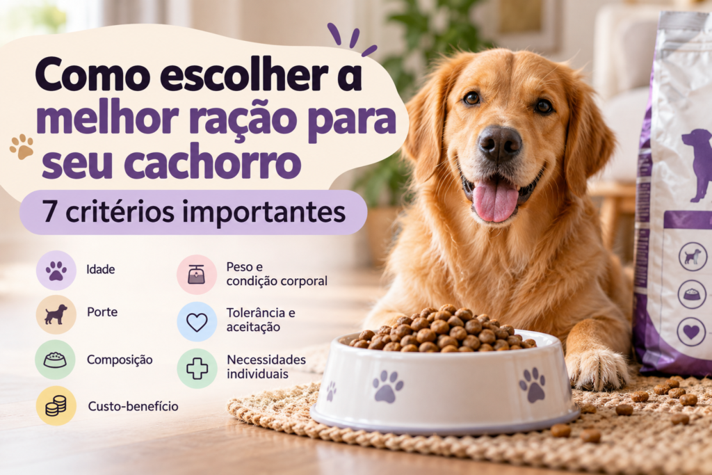Cachorro diante de uma tigela de ração — guia para escolher a alimentação.